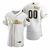 Philadelphia Phillies Customized Nike White Stitched MLB Flex Base Golden Edition Jersey,baseball caps,new era cap wholesale,wholesale hats